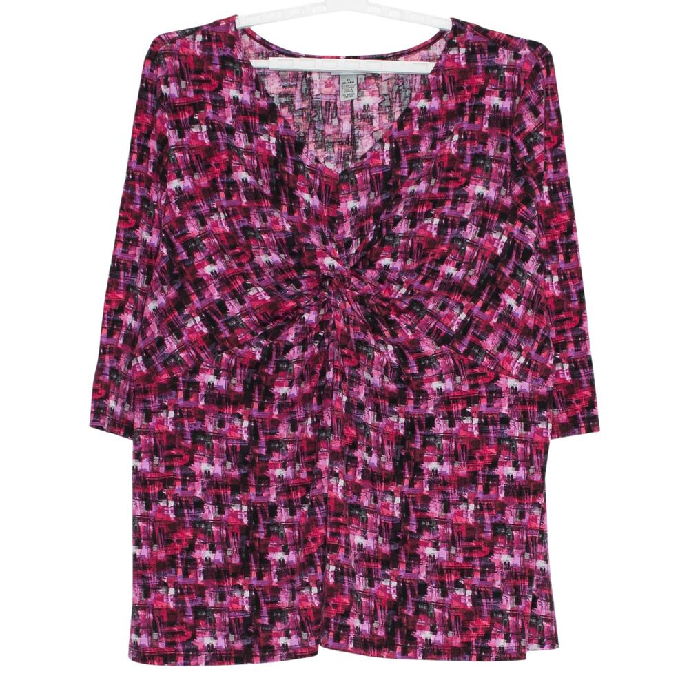Catherines Plus Size 3X Tunic Top Stretch Pink 3/4 Sleeve Work Office Career